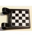 Black Flag 2 x 2 Square with Checkered Pattern on Both Sides, Black Corners (Stickers)