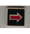 White Tile 2 x 2 with Groove with Arrow Red with White Outline on Black Pattern (Sticker) - Set 5983