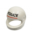 White Minifig, Headgear Helmet Standard with 'POLICE' Red Line Pattern
