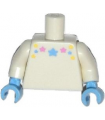 White Torso with Bright Light Blue, Bright Light Yellow, and Bright Pink Stars Pattern / White Arms / Bright Light Blue Hands