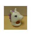 White Minifigure, Headgear Head Cover, Costume Horse with Hole in Top with Black Eyelashes and Medium Lavender Mane Pattern