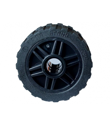 Black Wheel 18mm D. x 14mm with Pin Hole, Fake Bolts and Shallow Spokes with Black Tire 24 x 14 Shallow Tread (55981 / 89201)