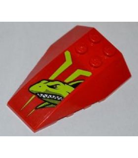 Red Wedge 6 x 4 Triple Curved with Lime Shark Head Pattern (Sticker) - Set 7967
