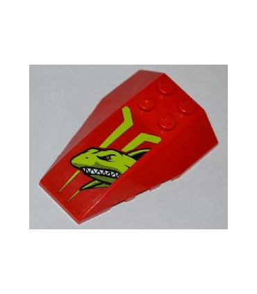 Red Wedge 6 x 4 Triple Curved with Lime Shark Head Pattern (Sticker) - Set 7967