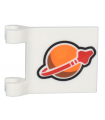 White Flag 2 x 2 Square with Flared Edge with Orange and Red Classic Space Logo Pattern on Both Sides