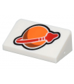 White Slope 30 1 x 2 x 2/3 with Orange and Red Classic Space Logo Pattern