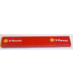 Red Tile 1 x 6 with White 'V-Power' and Shell Logo on Both Ends Pattern (Stickers) - Sets 8168 / 8185