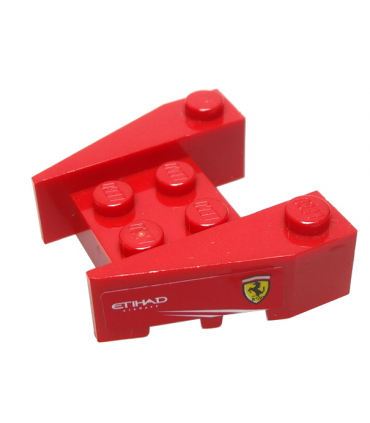 Red Wedge 3 1/2 x 4 with Stud Notches with Ferrari Logo and White 'ETIHAD AIRWAYS' on Red Background on Both Sides (Stickers)