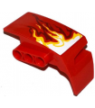 Red Technic, Panel Car Mudguard Left with White, Yellow and Dark Red Flames Pattern (Sticker) - Set 70727