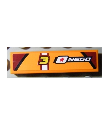 Orange Tile 1 x 4 with Number 3 and 'NEGO' Pattern (Sticker) - Set 8304
