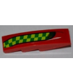Red Slope, Curved 4 x 1 with Lime and Green Checkered Stripe Pattern Model Right Side (Sticker) - Set 7967