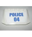 White Wedge 4 x 6 x 2/3 Triple Curved with Blue 'POLICE' and '04' on White Background Pattern (Sticker) - Set 60139