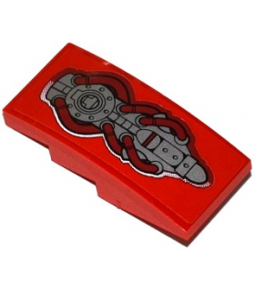 Red Slope, Curved 4 x 2 with Silver Engine Pattern (Sticker) - Set 70727