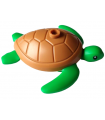 Bright Green Sea Turtle with Black Eyes and Medium Nougat Shell Pattern