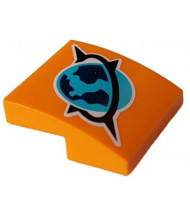 Orange Slope, Curved 2 x 2 x 2/3 with Medium Azure, Dark Blue and Black Arctic Explorer Logo with White Outline Pattern