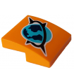 Orange Slope, Curved 2 x 2 x 2/3 with Medium Azure, Dark Blue and Black Arctic Explorer Logo with White Outline Pattern