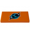 Orange Tile 2 x 4 with Medium Azure, Dark Blue and Black Arctic Explorer Logo Pattern
