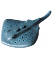 Sand Blue Manta Ray / Stingray with 2 Studs with Black Eyes and Bright Light Blue with Black Spots Pattern