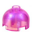 Satin Trans-Dark Pink Brick, Round 2 x 2 Dome Top with Bottom Axle Holder - Hollow Stud