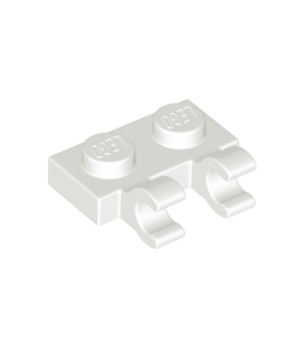 White Plate, Modified 1 x 2 with Clips Horizontal