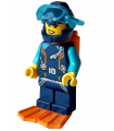 Arctic Explorer Diver - Female, Dark Blue Diving Suit and Helmet, Orange Air Tanks and Flippers, Trans-Light Blue Diver Mask
