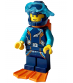 Arctic Explorer Diver - Male, Dark Blue Diving Suit and Helmet, Orange Air Tanks and Flippers, Trans-Light Blue Diver Mask, Grin