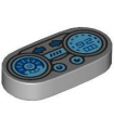 Light Bluish Gray Tile, Round 1 x 2 Oval with Silver Dashboard, Metallic Light Blue Tachometer with Number 9 and Speedometer