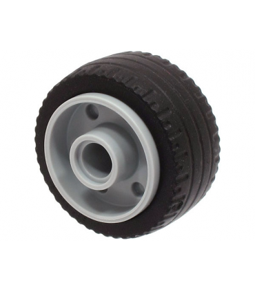 Light Bluish Gray Wheel 18mm D. x 14mm with Pin Hole, Fake Bolts and Shallow Spokes with Black Tire 24 x 12 Low (55981 / 18977)