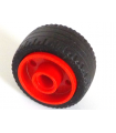 Red Wheel 18mm D. x 14mm with Pin Hole, Fake Bolts and Shallow Spokes with Black Tire 24 x 12 Low (55981 / 18977)