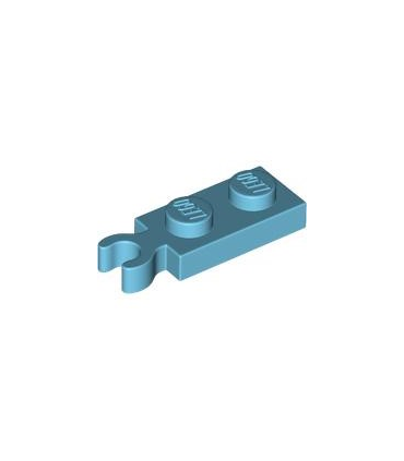 Medium Azure Plate, Modified 1 x 2 with Clip on End (Vertical Grip)