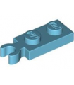 Medium Azure Plate, Modified 1 x 2 with Clip on End (Vertical Grip)