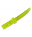 Trans-Neon Green Minifigure, Weapon Knife with Flat Hilt End and Curved Blade, Cross Hatched Grip