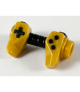 Pearl Gold Minifigure, Utensil Game Controller, Holes on Sides for Bar with Black Buttons and Center Handle Pattern