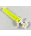 White Minifigure, Weapon Sword with Wide Pommel and Molded Trans-Neon Green Serrated Blade Pattern (Ninjago Key-Tana)