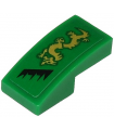 Green Slope, Curved 2 x 1 x 2/3 with Gold Dragon and Black Jagged Line Pattern Model Right Side (Sticker) - Set 71700