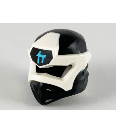 Black Minifigure, Headgear Ninjago Wrap Type 6 with Molded White Mask and Printed Medium Azure Ninjago Logogram Letter C