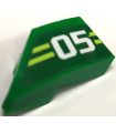Green Wedge 2 x 1 x 2/3 Right with White '05' and Yellowish Green Stripes Pattern (Sticker) - Set 71709