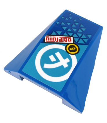 Blue Wedge 4 x 4 Triple Curved No Studs Red 'ninjago', White Ninjago J Symbol  Face on Yellow (Sticker)