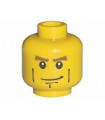 Yellow Minifigure, Head Male Brown Eyebrows, White Pupils, Vertical Cheek Lines, Chin Dimple Pattern - Blocked Open Stud