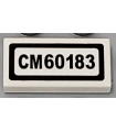 White Tile 1 x 2 with Groove with 'CM60183' Pattern (Sticker) - Set 60183