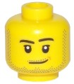 Yellow Minifig, Head Male Smirk, Pupils, Stubble Beard and Moustache and Sideburns Pattern