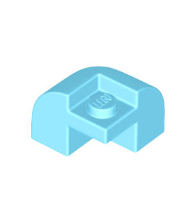 Medium Azure Slope, Curved 2 x 2 x 1 1/3 Corner Round with Recessed Stud
