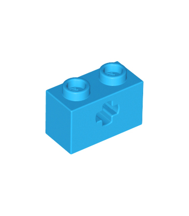Dark Azure Technic, Brick 1 x 2 with Axle Hole