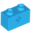 Dark Azure Technic, Brick 1 x 2 with Axle Hole