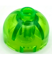 Trans-Bright Green Brick, Round 2 x 2 Dome Top with Bottom Axle Holder - Hollow Stud