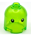 Trans-Bright Green Brick, Round 2 x 2 x 1 2/3 Dome Top - Hollow Stud with Black Eyes and White Pupils Pattern (Z-Blob)