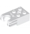White Technic, Brick Modified 2 x 2 with Ball Socket and Axle Hole - Straight Forks with Round Ends and Closed Sides