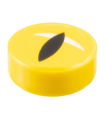 Yellow Tile, Round 1 x 1 with Eye, Black Slit Pupil and White Crescent Glint Pattern