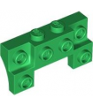 Green Brick, Modified 2 x 4 - 1 x 4 with 2 Recessed Studs and Thin Side Arches