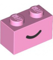 Bright Pink Brick 1 x 2 with Black Smile Curved Line Pattern